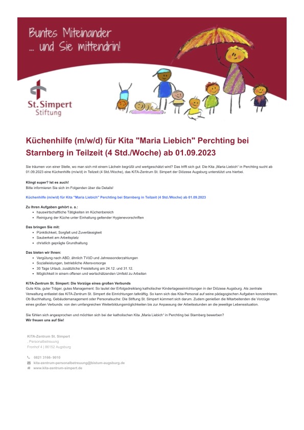 Küchenhilfe gesucht für unser Kinderhaus in Perchting – Katholisch in
